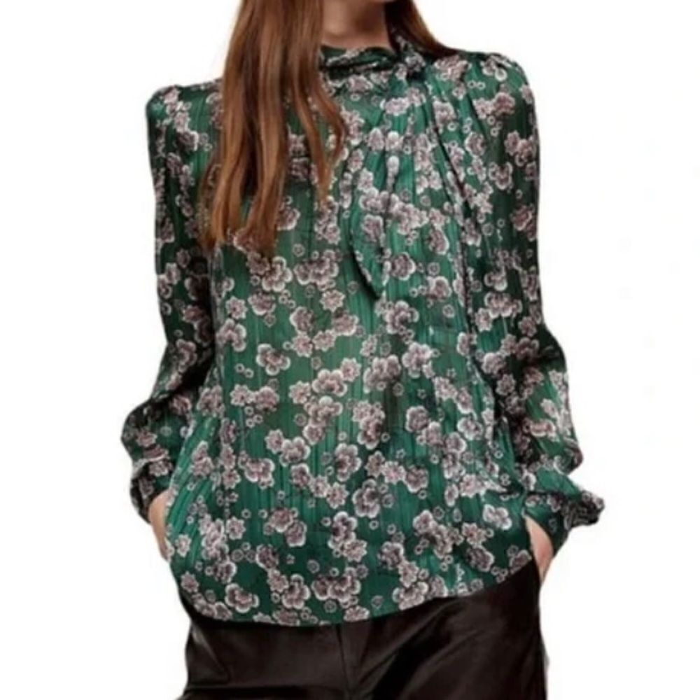 TopShop Bow Neck Floral Top